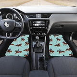 Horses Running Horses Rider Pattern Front And Back Car Mats