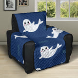 Cute white baby sea lion seal pattern Recliner Cover Protector