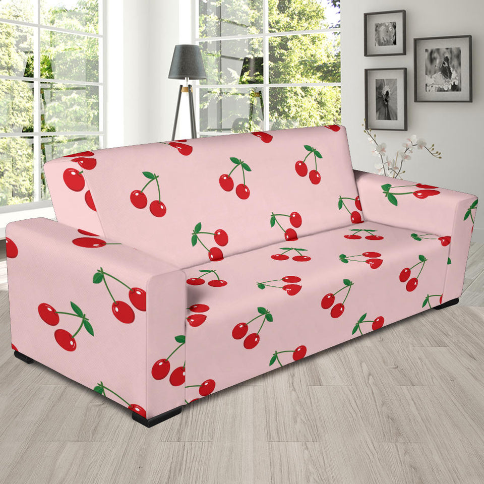 Cherry Pattern Pink Background Sofa Slipcover