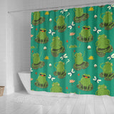 Cute Frog Dragonfly Design Pattern Shower Curtain Fulfilled In US