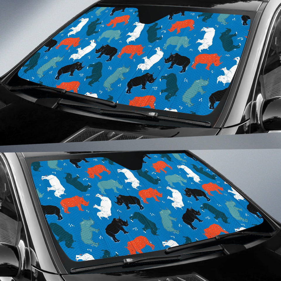 Colorful Rhino Pattern Car Sun Shade