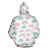 Cute Rainbow Clound Pattern Zip Up Hoodie