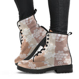 Beautiful Hexagon Japanese  Pattern Leather Boots