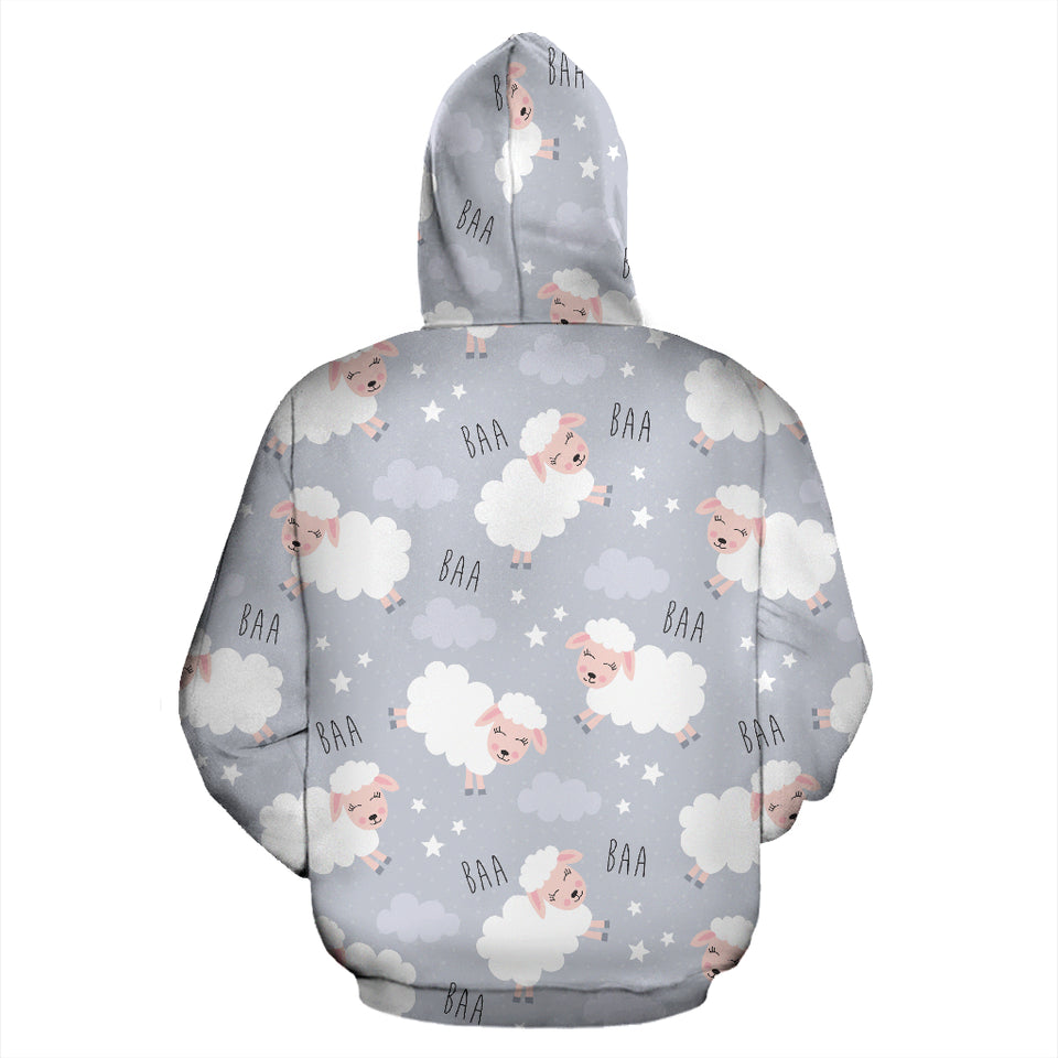 Sweet Dreams Sheep Pattern Zip Up Hoodie