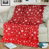 Snowflake Pattern Red Background Premium Blanket