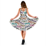 Sun Glasses Pattern Print Design 01 Sleeveless Midi Dress
