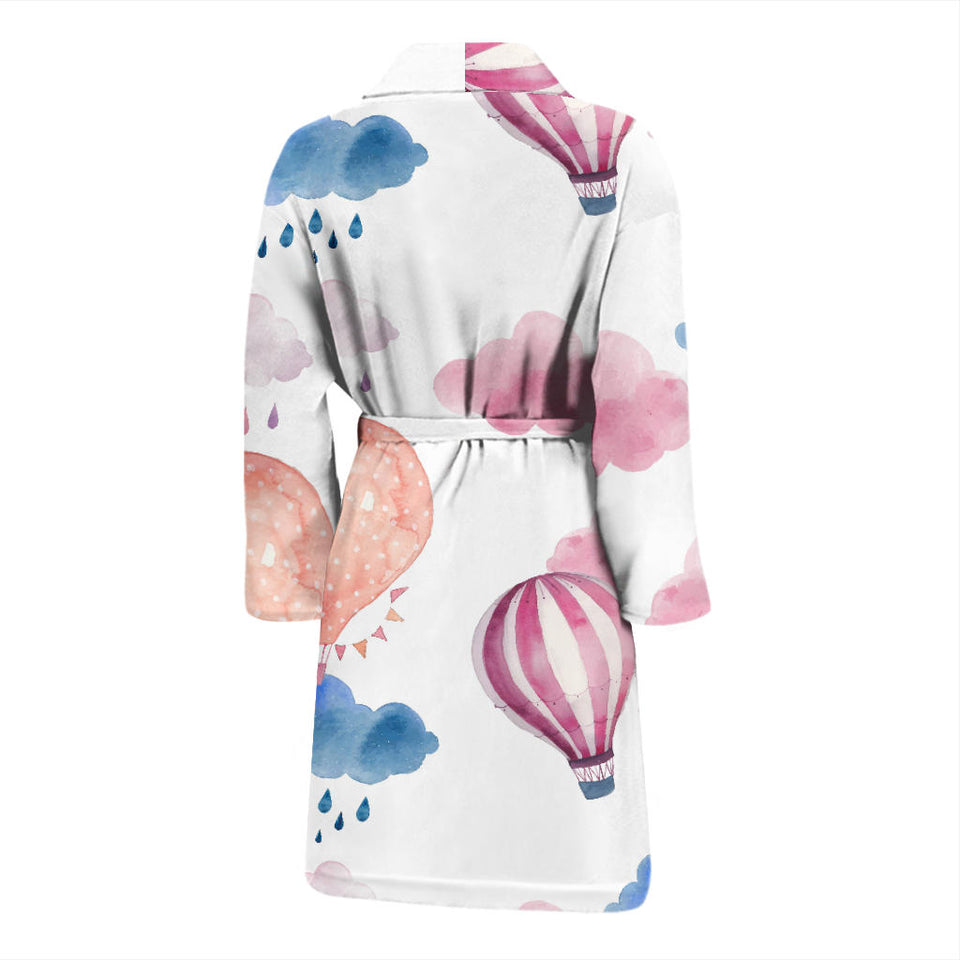 Watercolor Air Balloon Cloud Pattern Men'S Bathrobe