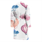 Watercolor Air Balloon Cloud Pattern Men'S Bathrobe