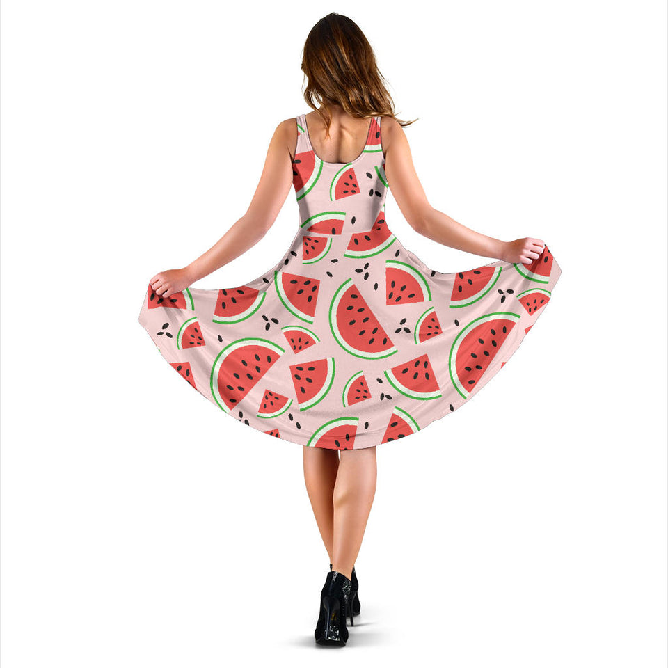 Watermelon Pattern Sleeveless Midi Dress