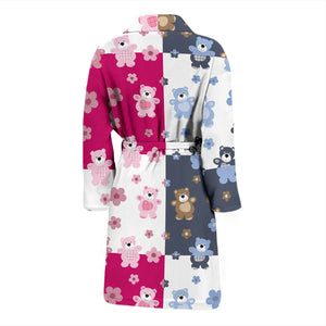 Teddy Bear Pattern Print Design 03 Men's Bathrobe