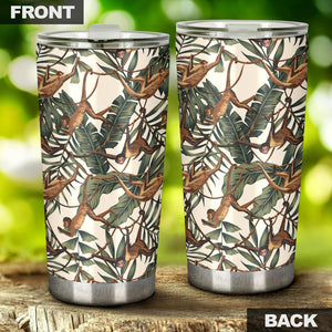 Monkey Tropical Leaves Background Tumbler