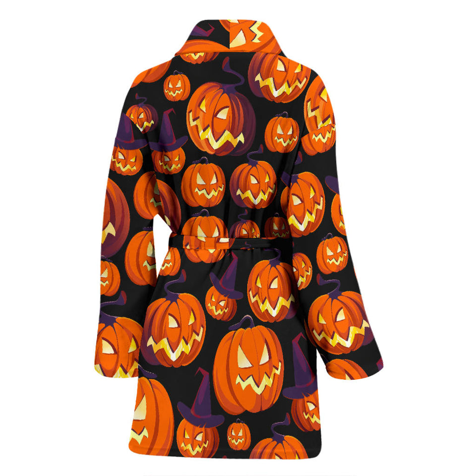 Halloween Pumpkin Pattern Women'S Bathrobe