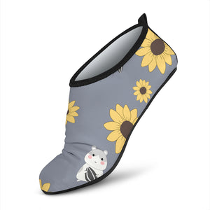 Cute Hamster Sunflower Pattern Background Aqua Shoes