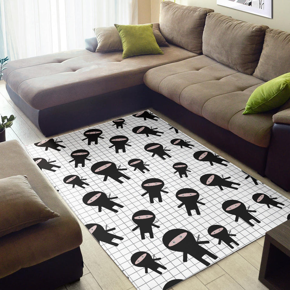 Ninja Pattern Plaid Background Area Rug