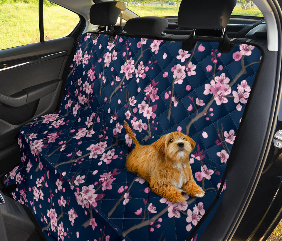 Pink Sakura Cherry Blossom Blue Background Dog Car Seat Covers