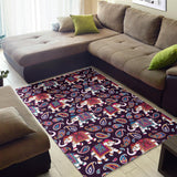 Elephant Indian Style Ornament Pattern Area Rug