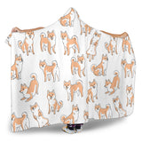 Shiba Inu Dog Pattern Hooded Blanket