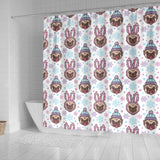 Cute Pug Hat Rabbit Costume Pattern Shower Curtain Fulfilled In US