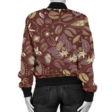 Coffee Bean Flower Pattern Women'S Bomber Jacket