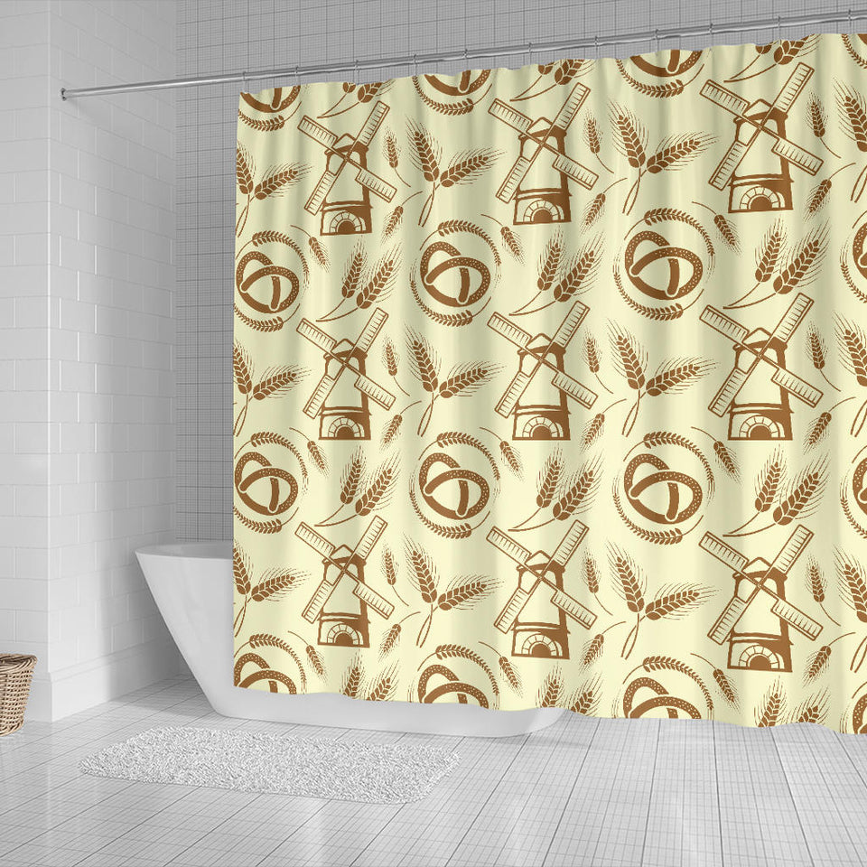 Windmill Wheat Pattern Shower Curtain Fulfilled In US