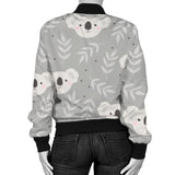 Cute Koala Leaves Pattern Women'S Bomber Jacket