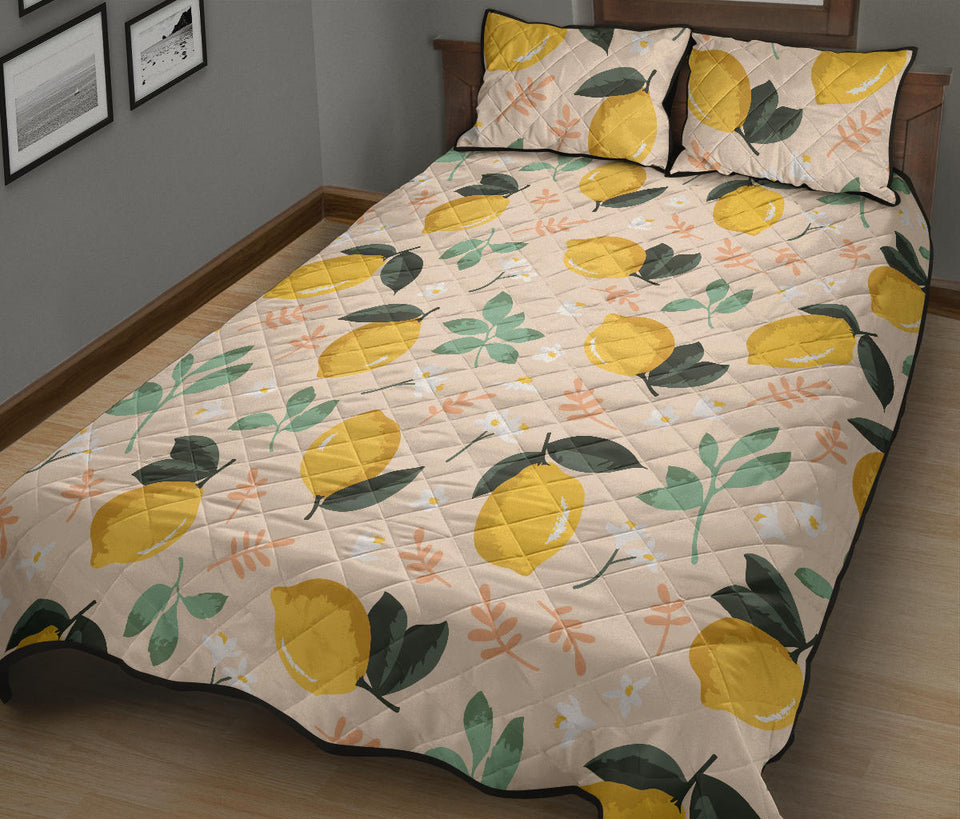 lemon flower leave pattern Quilt Bed Set