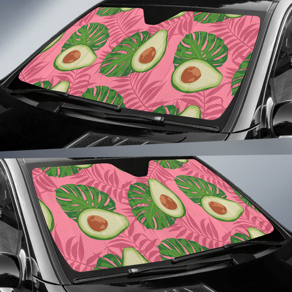 Avocado Slices Leaves Pink Back Ground Car Sun Shade