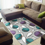 Bowling Ball And Pin Gray Background Area Rug