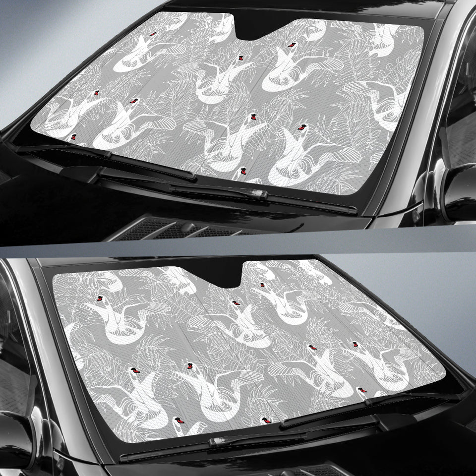 White Swan Gray Background Car Sun Shade