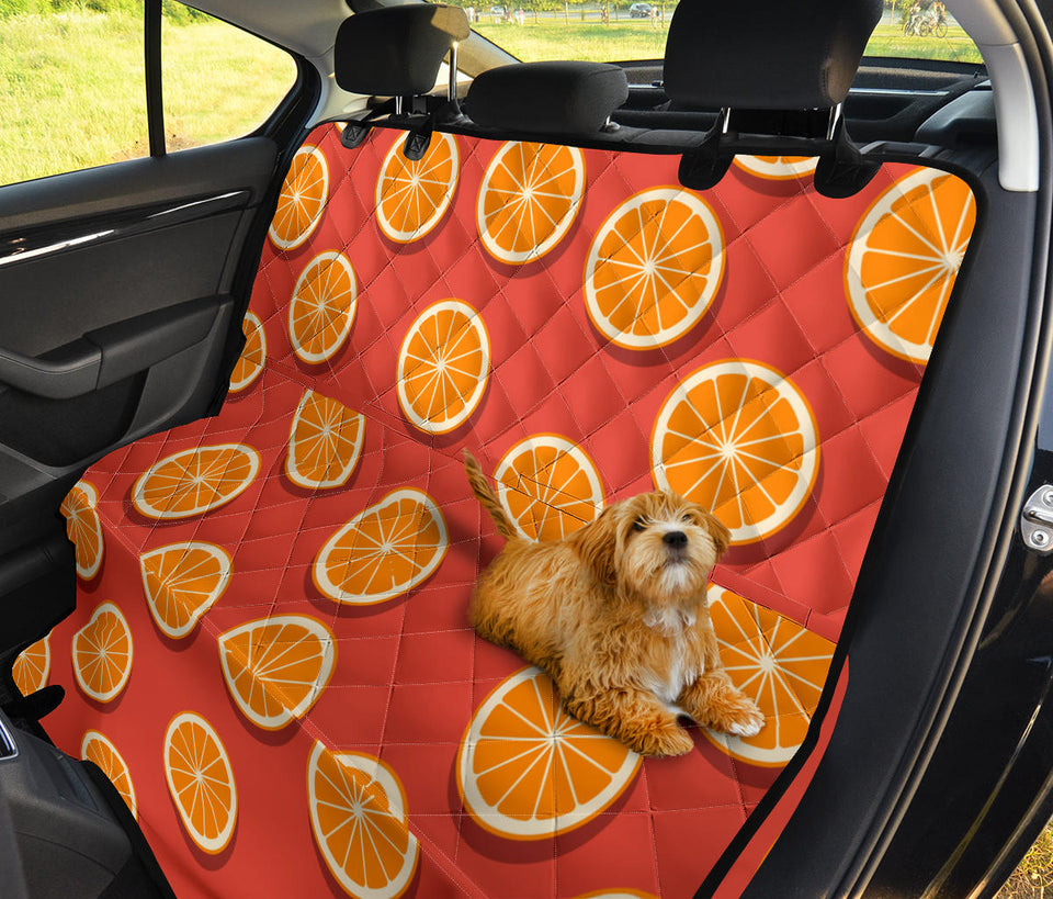 Oranges Pattern Red Background Dog Car Seat Covers