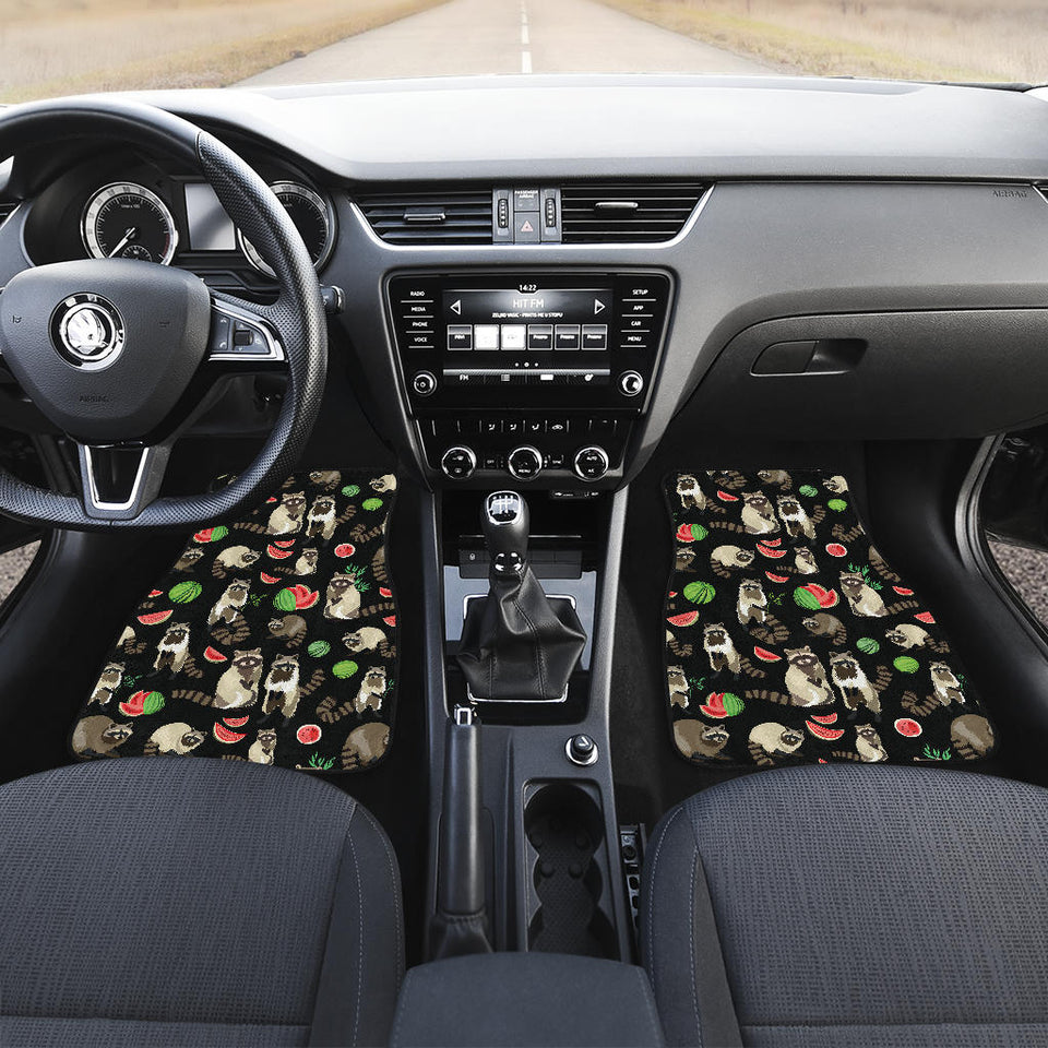 Raccoon Watermelon Pattern Front And Back Car Mats