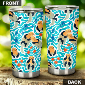 Cute Sea Otters Fishe Sea Urchin Pattern Tumbler