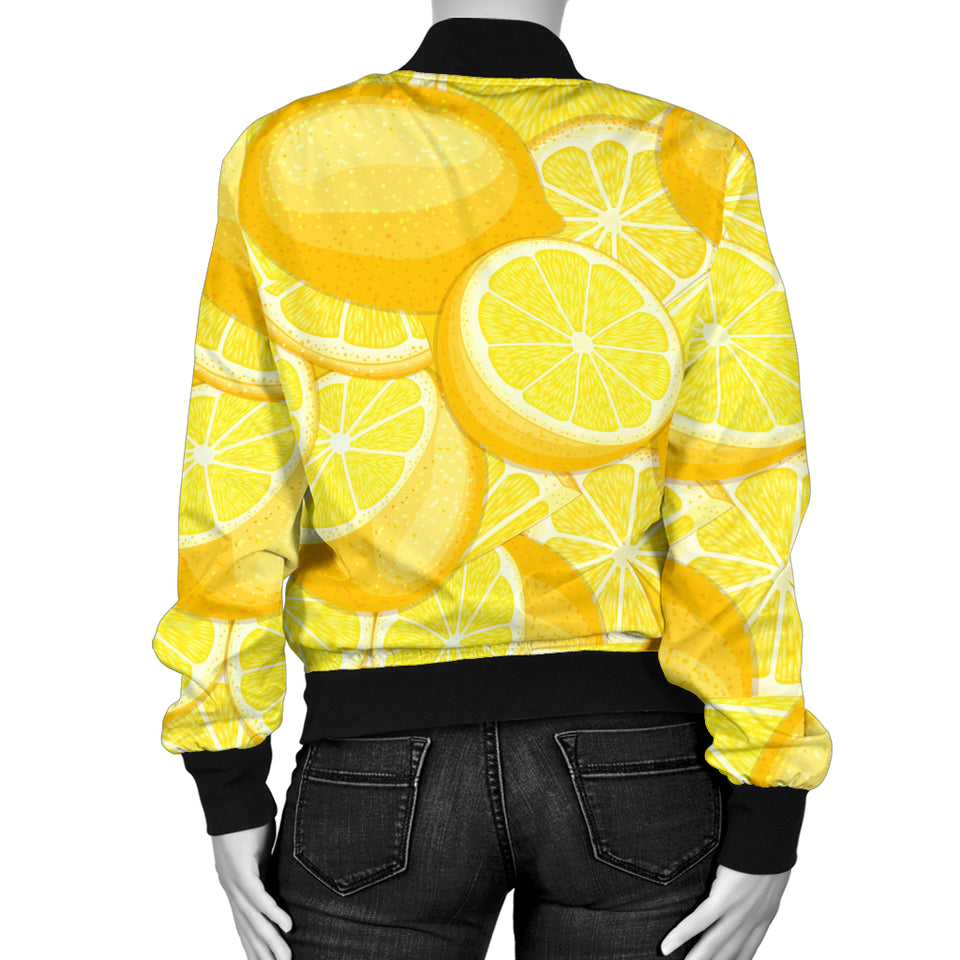 Lemon Pattern Women'S Bomber Jacket