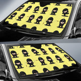Cute Ninja Yellow Background Car Sun Shade