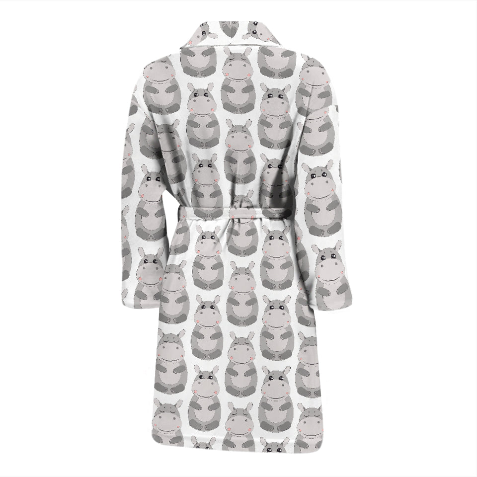Hippopotamus Pattern Print Design 05 Men's Bathrobe