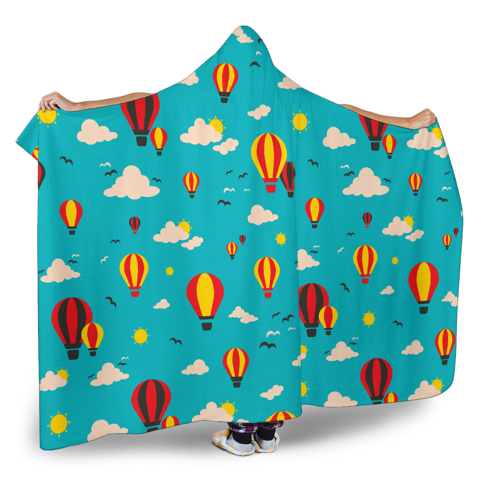 Hot Air Balloon Sky Pattern Hooded Blanket