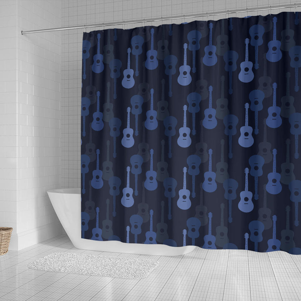 Blue Theme Guitar Pattern Shower Curtain Fulfilled In US