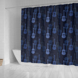 Blue Theme Guitar Pattern Shower Curtain Fulfilled In US