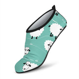 Cute Sheep Green Background Aqua Shoes