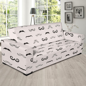 Mustache Beard Pattern Print Design 05 Sofa Slipcover