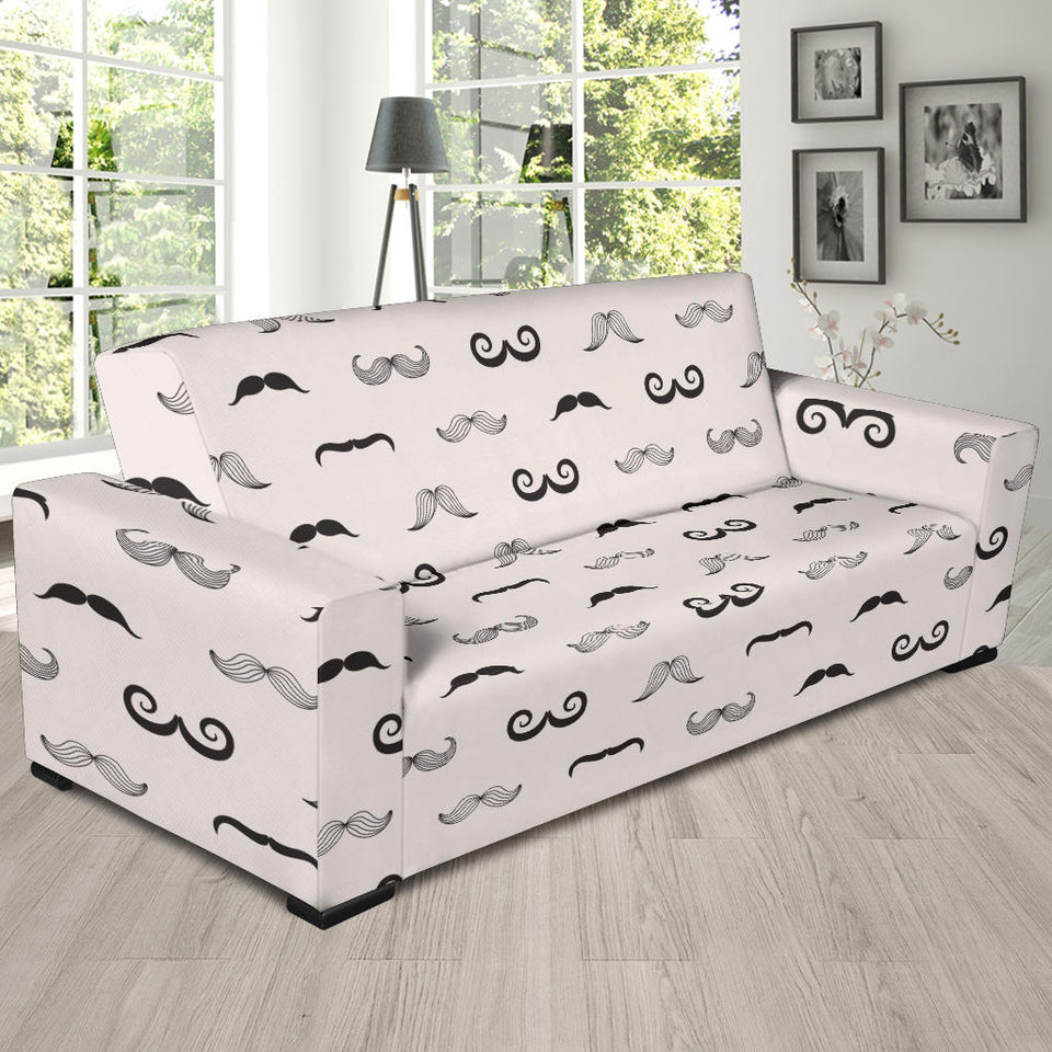 Mustache Beard Pattern Print Design 05 Sofa Slipcover