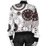 Classic Vintage Clock Pattern Women'S Bomber Jacket