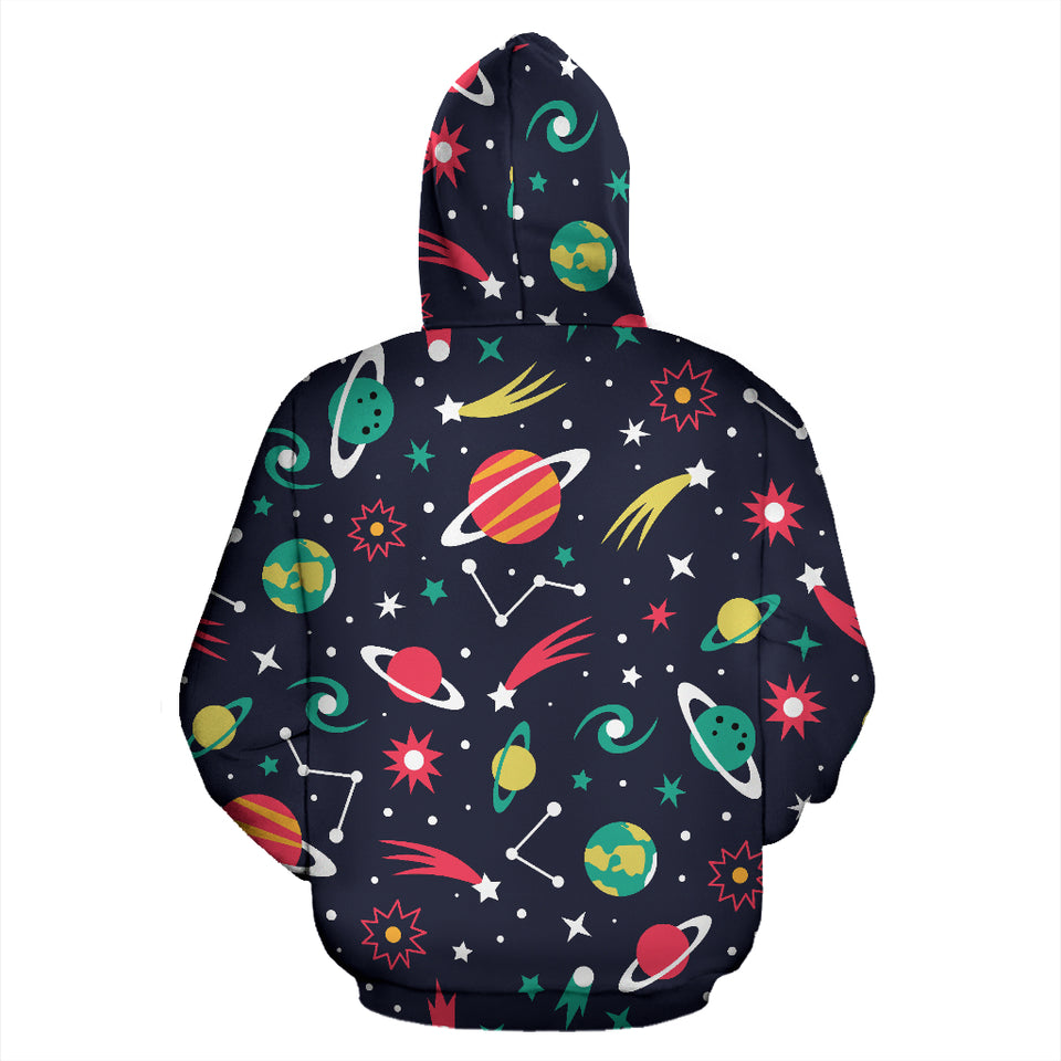 Colorful Space Pattern Planet Star Zip Up Hoodie