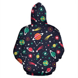 Colorful Space Pattern Planet Star Zip Up Hoodie