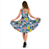 Colorful Mushroom Design Pattern Sleeveless Midi Dress