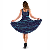 Shark Pattern Sleeveless Midi Dress