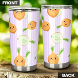 Cute Onions Smiling Faces Purple Background Tumbler