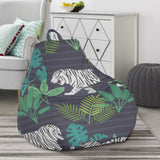 White Bengal Tigers Tropical Plant Bean Bag Cover