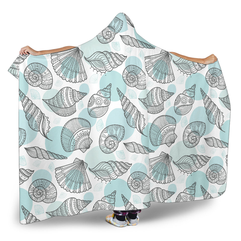 Shell Polynesian Tribal  Hooded Blanket