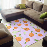 Cute Onions Smiling Faces Purple Background Area Rug